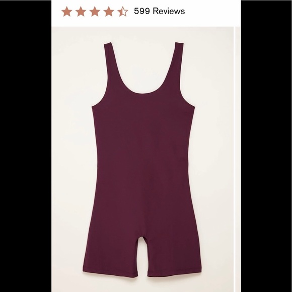 girlfriend collective Pants - girlfriend collective Bike Unitard Plum M